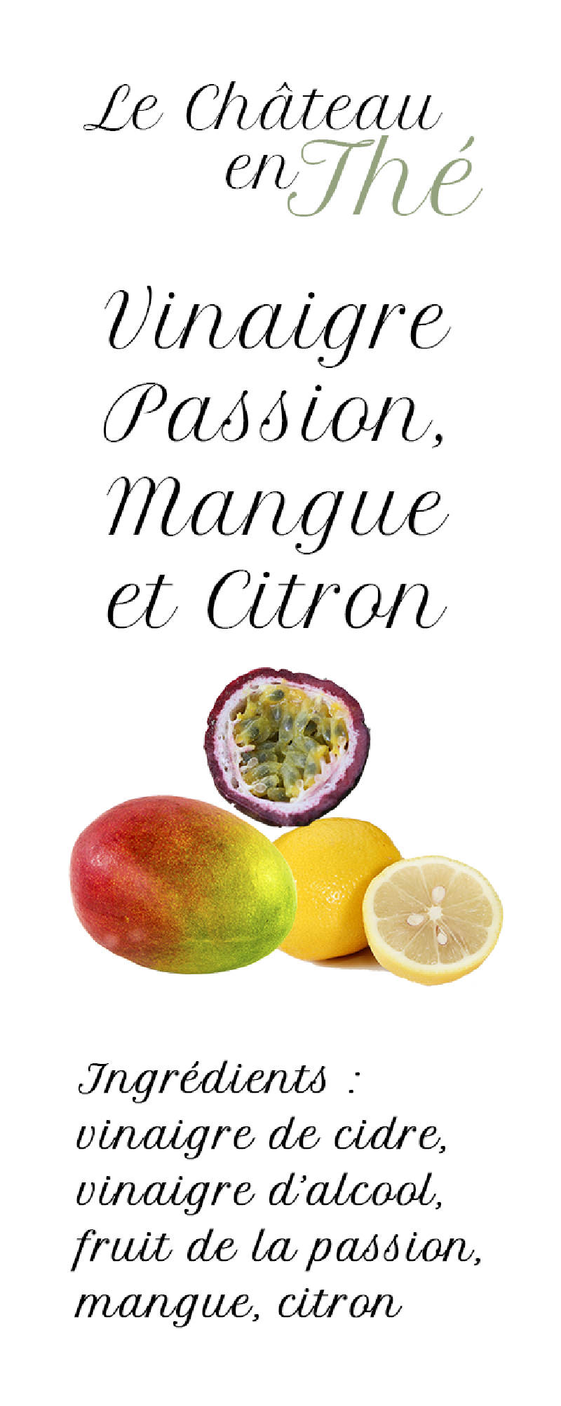 Vinagre de limón, mango y maracuyá